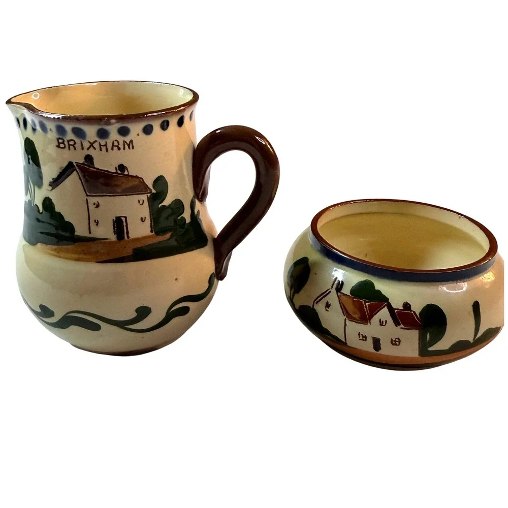 Royal Torquay Cream Sugar Set Vintage English Motto Ware Cottagecore